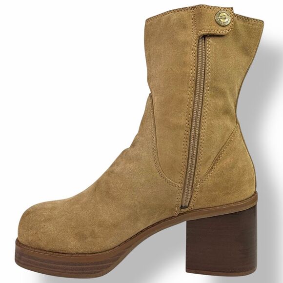 Skechers Somethin’ Else Y2K 90s Vintage Platform Chunky Bratz Boots Tan Suede 11 - Picture 4 of 12